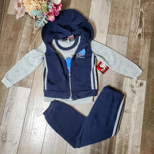 NWT Tuff Guys "Next Level" Football Size 4T Boys 3pc Outfit Set Navy Blue & Gray